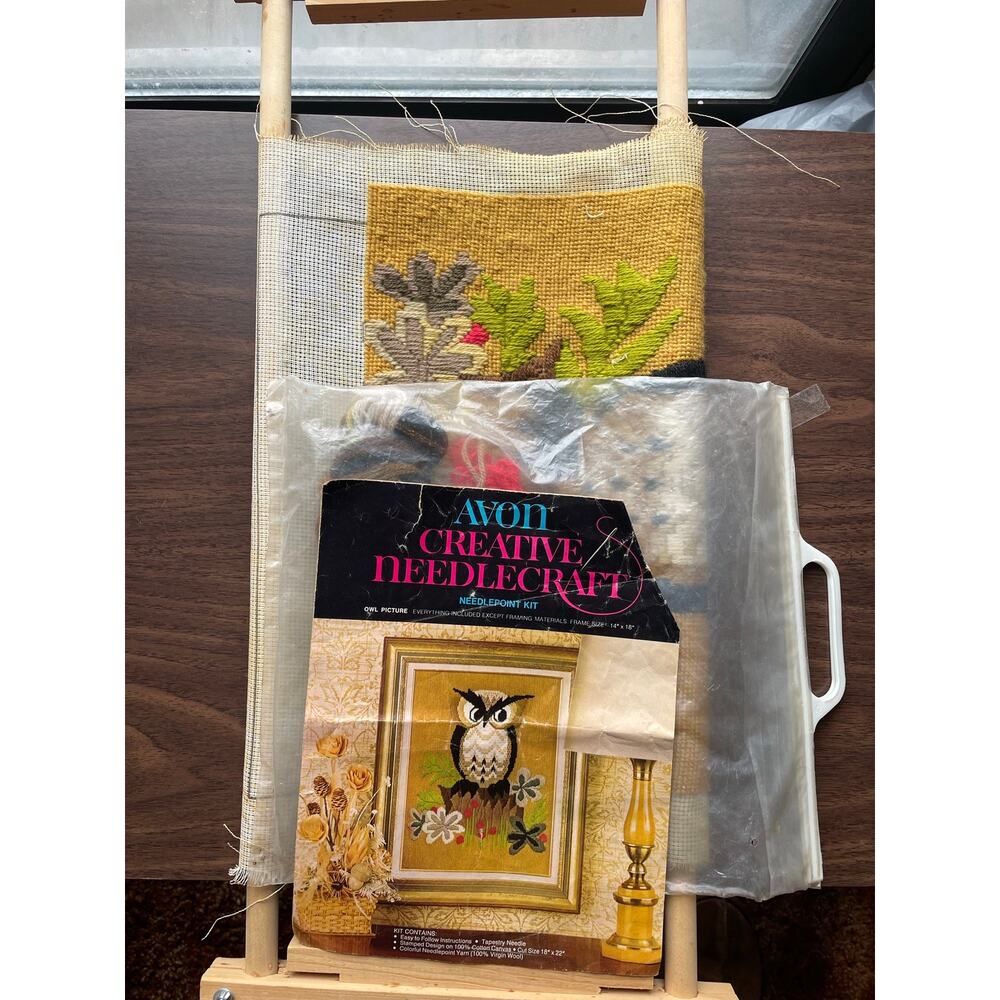 Vintage 1978s Avon Creative Needlecraft Unfinished Owl Needlepoint Crewel - Picture 11 of 11